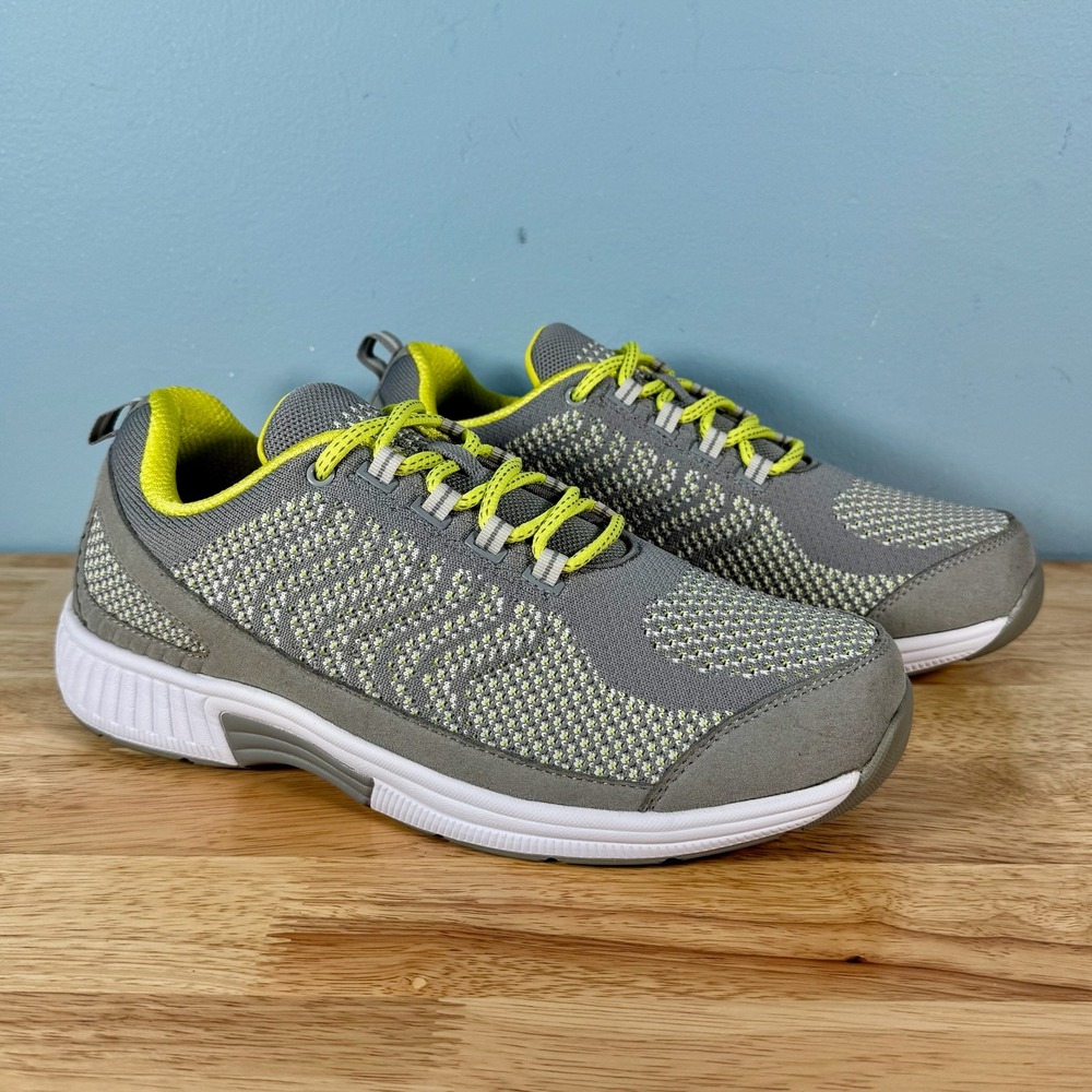Orthofeet 987 Coral Shoes Womens 11 4E XX-Wide Gray Neon Walking Mesh Sneakers